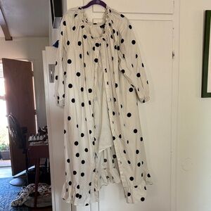Who What Wear Cream Ruffle polka dot dress